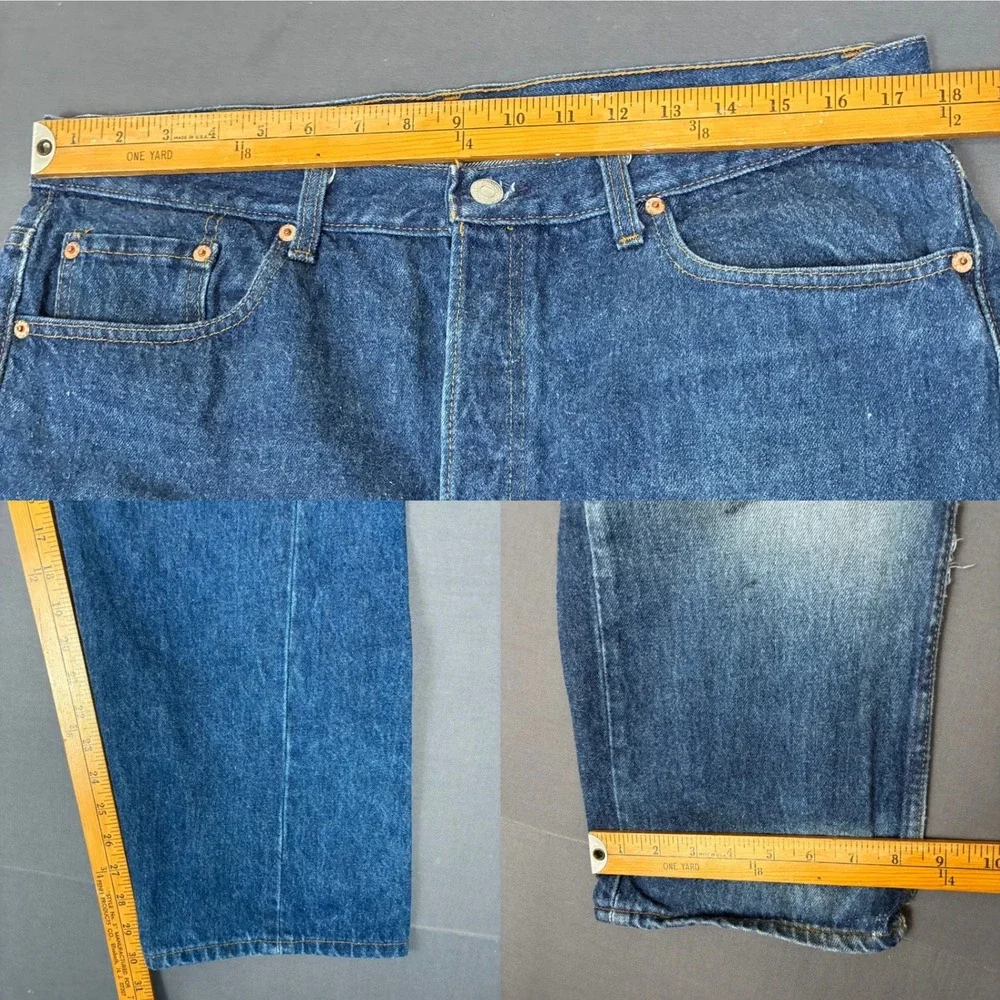 Vintage Levi's 501 Dark Wash Jeans Men's Size 38x30 (FITS 35x30) Made in USA 90s